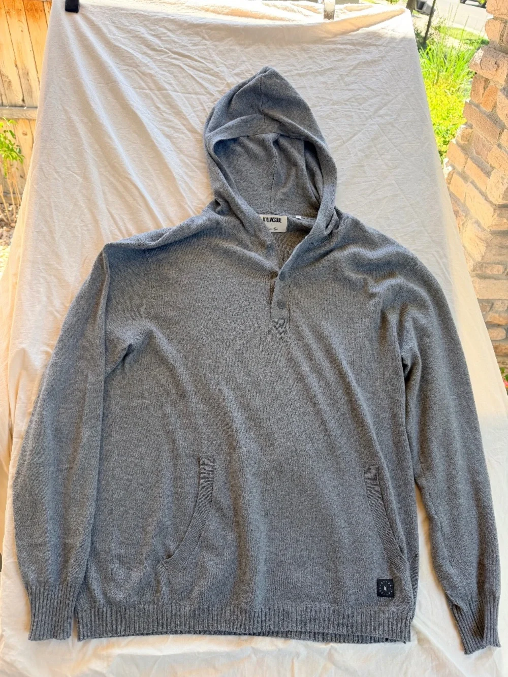 Linksoul Men's Cotton Cashmere Hoodie Sweater Gray Size L